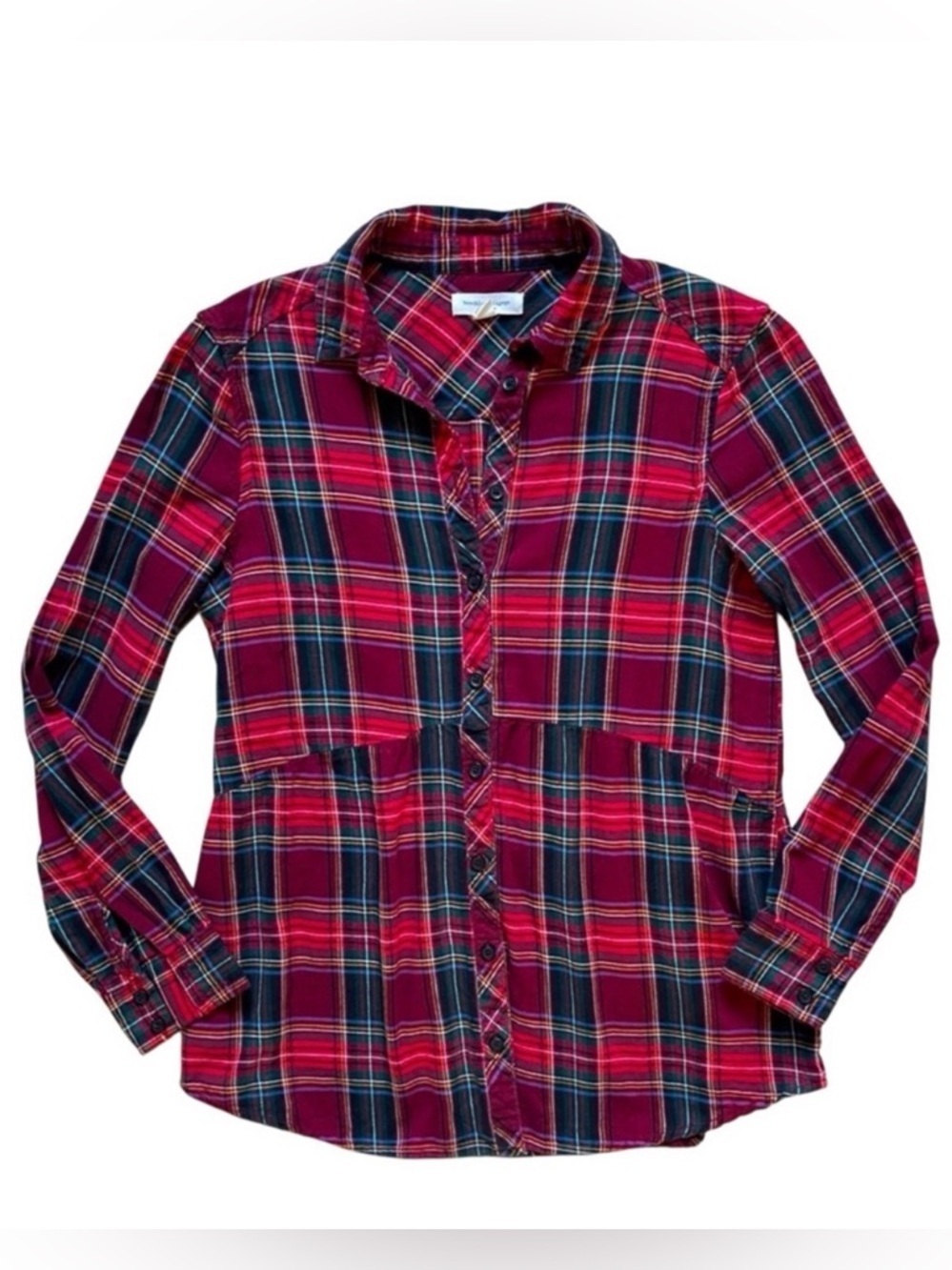 BeachLunchLounge Red Plaid Peplum Top